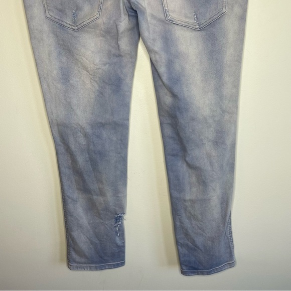 Free People Solid Blue Mountaineer Relaxed Fit Button Fly Distressed Denim Jeans - Picture 8 of 10